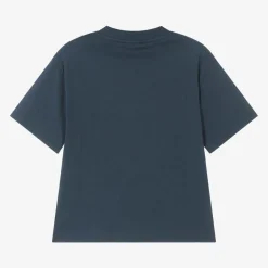 Emporio Armani Boys Blue Cotton Eagle Logo T-Shirt