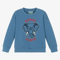 KENZO KIDS Boys Blue Cotton Elephant Sweatshirt