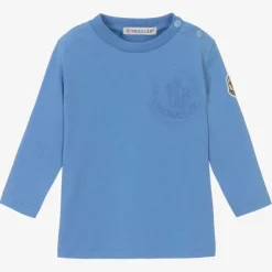 Moncler Enfant Boys Blue Cotton Embossed Top Online
