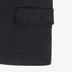 Versace Boys Blue Cotton Gabardine Shorts Online