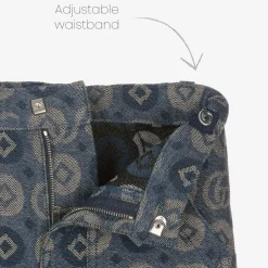 Gucci Boys Blue Cotton Jacquard Logo Trousers