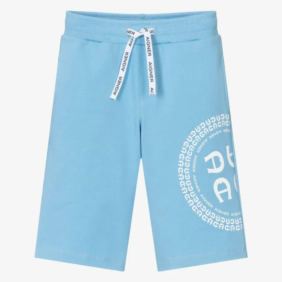 AIGNER Boys Blue Cotton Jersey Shorts Online