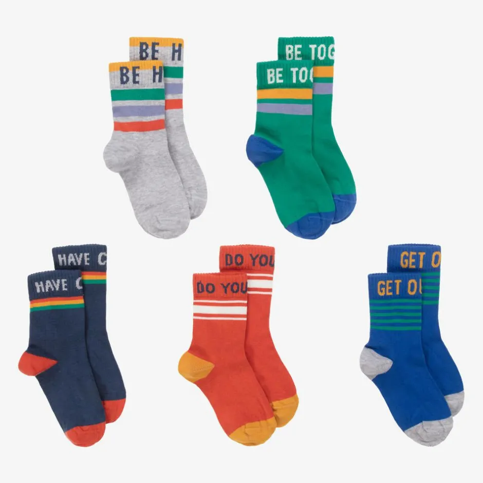 Frugi Boys Blue Cotton Knit Socks (5 Pack) Best