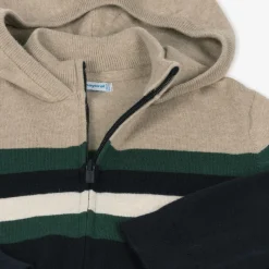 Mayoral Boys Blue Cotton Knit Striped Zip-Up Top Clearance