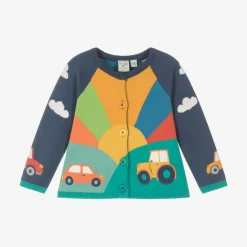 Frugi Boys Blue Cotton Knit Sunrise Cardigan Sale