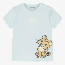 Dolce amp; Gabbana Boys Blue Cotton Leopard T-Shirt