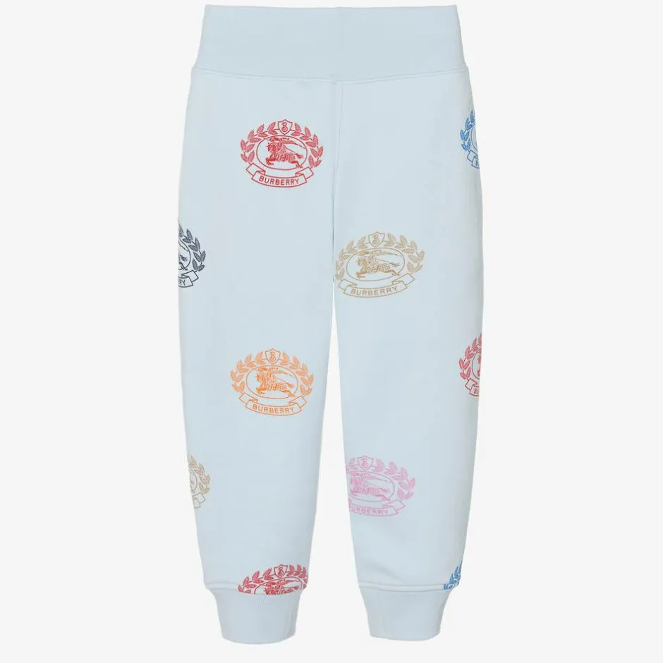 Burberry Boys Blue Cotton Logo Joggers Outlet