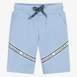 AIGNER Boys Blue Cotton Logo Tape Shorts