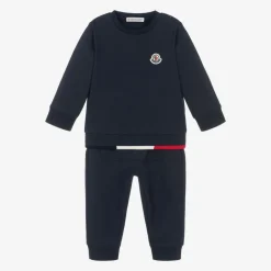 Moncler Enfant Boys Blue Cotton Logo Tracksuit New