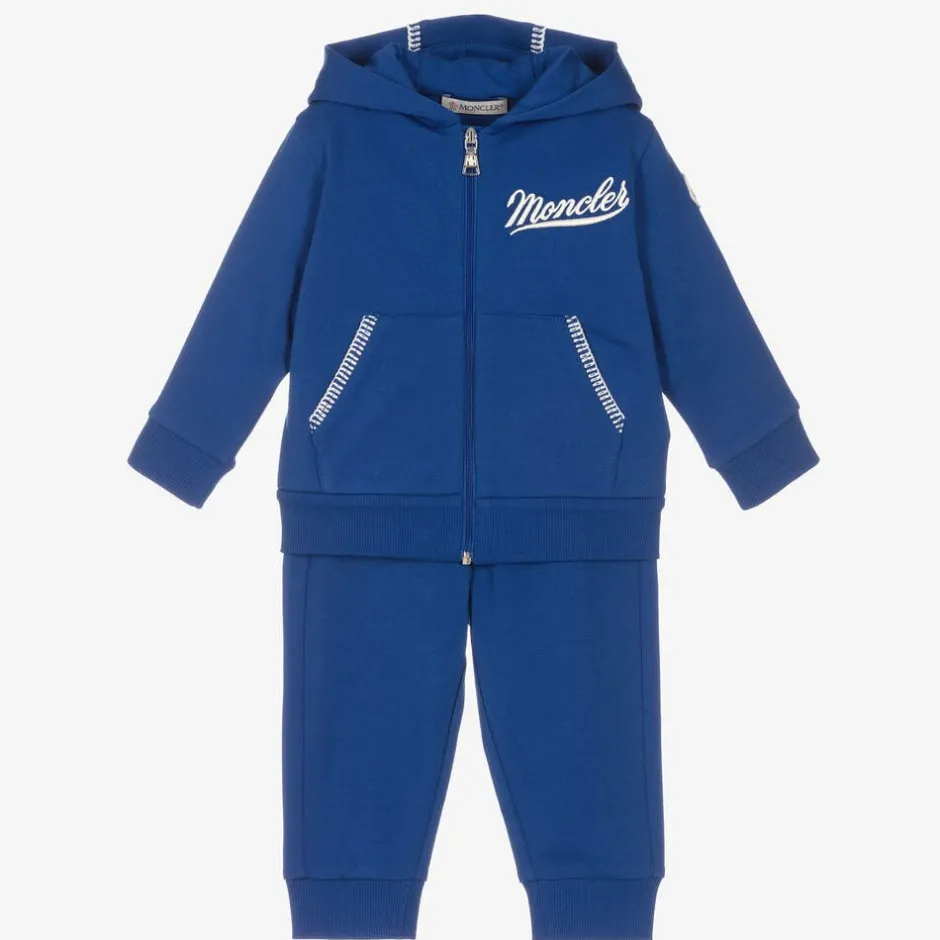 Moncler Enfant Boys Blue Cotton Logo Tracksuit Hot