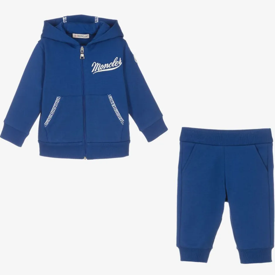 Moncler Enfant Boys Blue Cotton Logo Tracksuit Hot