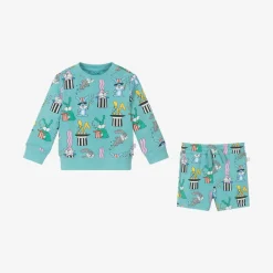 Stella McCartney Kids Boys Blue Cotton Magic Bunnies Shorts Set Outlet