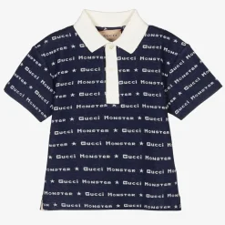 Gucci Boys Blue Cotton Polo Shirt Online