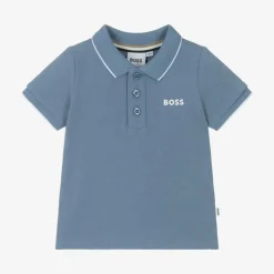BOSS Boys Blue Cotton Polo Shirt