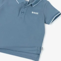 BOSS Boys Blue Cotton Polo Shirt