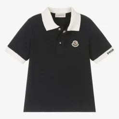 Moncler Enfant Boys Blue Cotton Polo Shirt Clearance