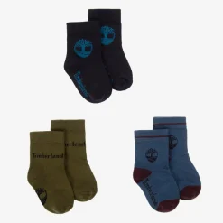 Timberland Boys Blue Cotton Socks (3 Pack) Hot