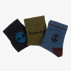Timberland Boys Blue Cotton Socks (3 Pack) Hot