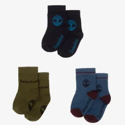 Timberland Boys Blue Cotton Socks (3 Pack) Hot