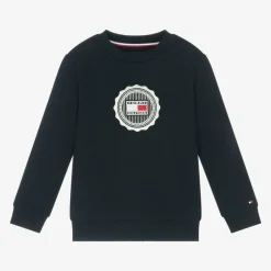 Tommy Hilfiger Boys Blue Cotton Stamp Logo Sweatshirt Discount