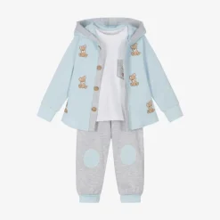 Caramelo Kids Boys Blue Cotton Teddy Tracksuit Set Sale