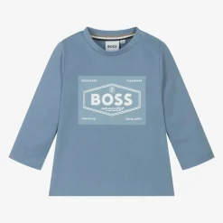 BOSS Boys Blue Cotton Top Best