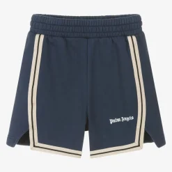 Palm Angels Boys Blue Cotton Track Sweat Shorts Sale