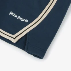 Palm Angels Boys Blue Cotton Track Sweat Shorts Sale