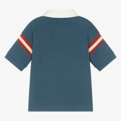 Tommy Hilfiger Boys Blue Cotton Varsity Logo Rugby Shirt Hot