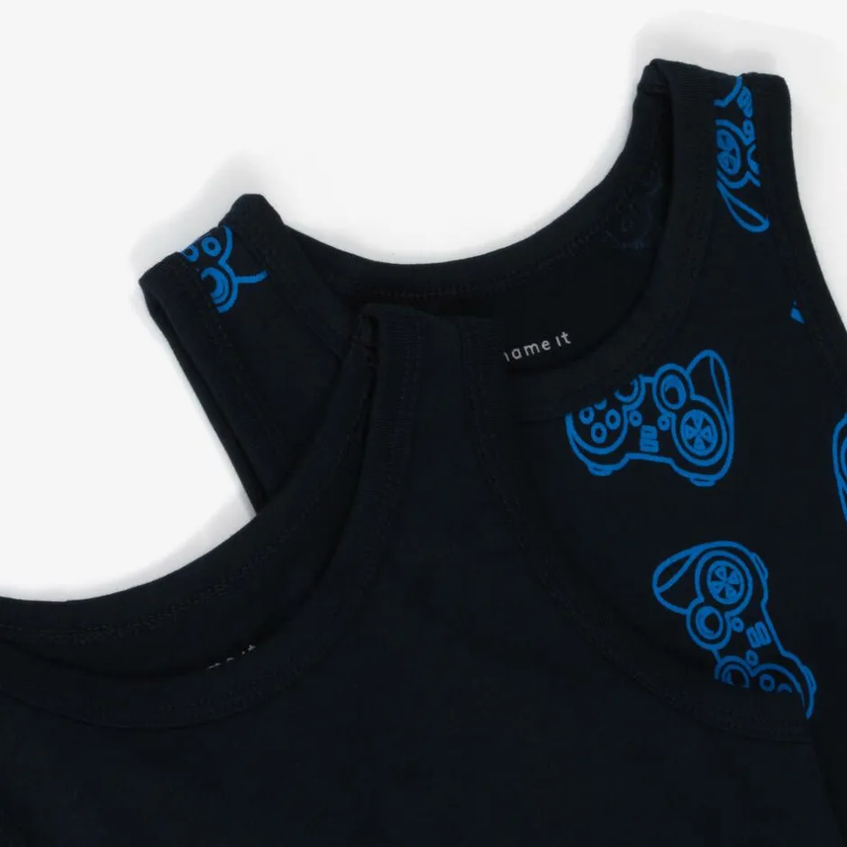 NAME IT Boys Blue Cotton Vests (2 Pack) Sale