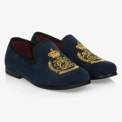 Romano Boys Blue Crest Slip-On Shoes Hot