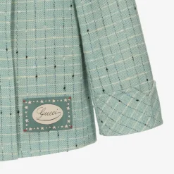 Gucci Boys Blue Damier Wool Check Jacket Clearance