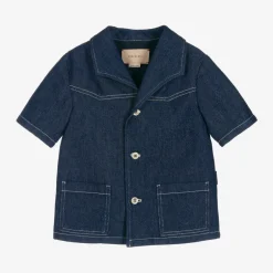 Gucci Boys Blue Denim Logo Jacket Outlet