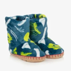 Hatley Boys Blue Dinosaur Bones Slippers