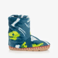 Hatley Boys Blue Dinosaur Bones Slippers