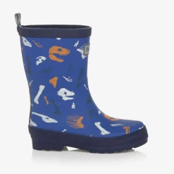 Hatley Boys Blue Dinosaur Fossils Rain Boots New