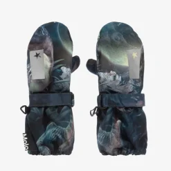 Molo Boys Blue Dinosaur Thermal Mittens Online