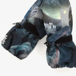 Molo Boys Blue Dinosaur Thermal Mittens Online