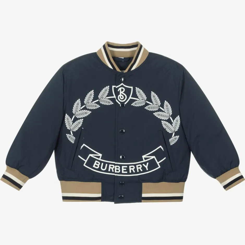 Burberry Boys Blue Down Filled Bomber Jacket Discount