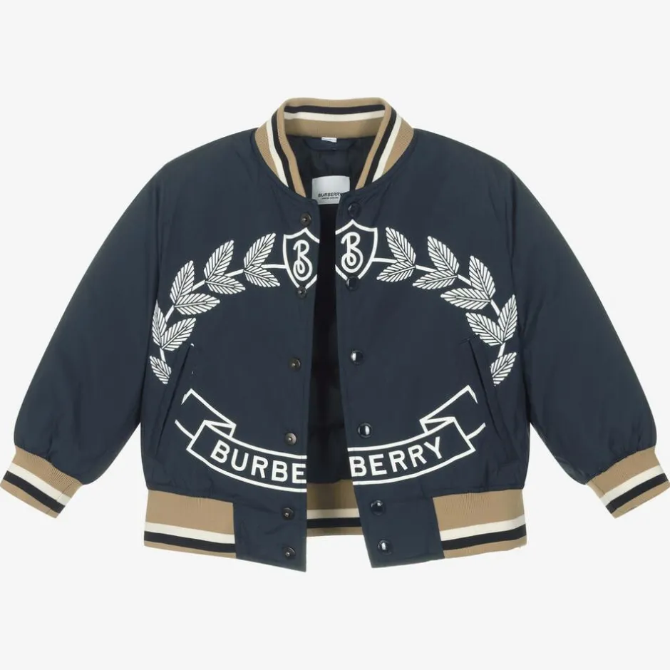 Burberry Boys Blue Down Filled Bomber Jacket Discount