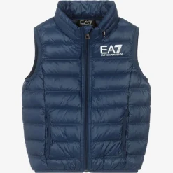 EA7 Emporio Armani Boys Blue Down Padded Gilet Outlet