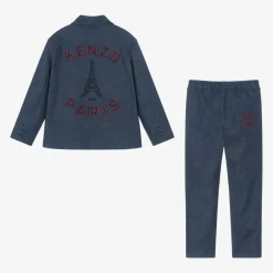 KENZO KIDS Boys Blue Eiffel Tower Denim Suit New