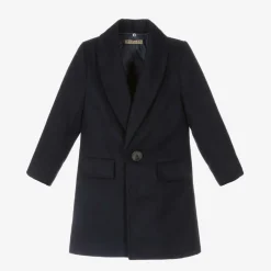 Romano Boys Blue Faux Fur Trim Coat Outlet