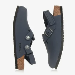 Birkenstock Boys Blue Faux Leather Clog Sandals New
