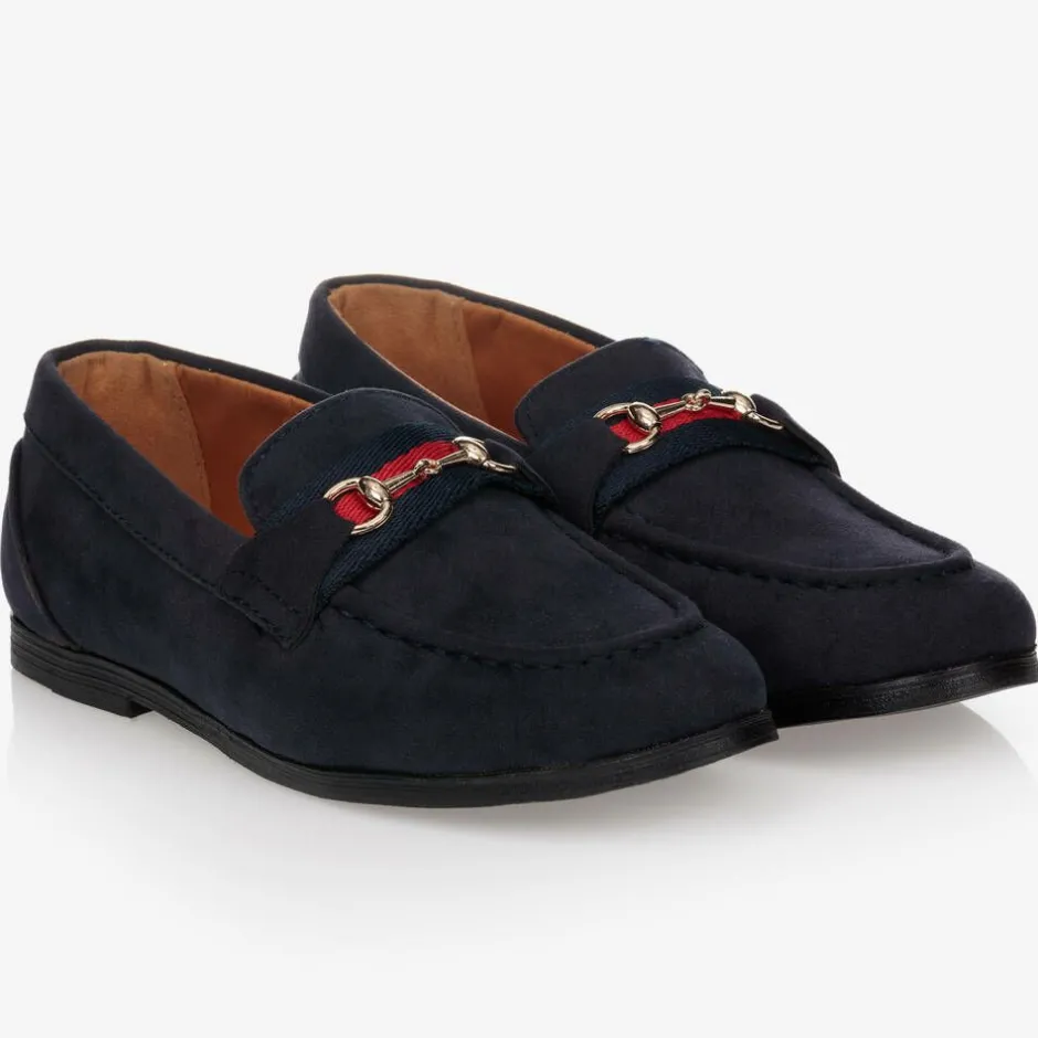 Romano Boys Blue Faux Suede Horsebit Loafers
