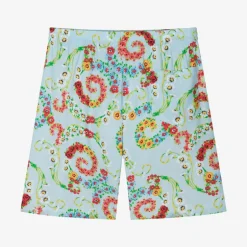 Versace Boys Blue Floral Barocco Shorts Online