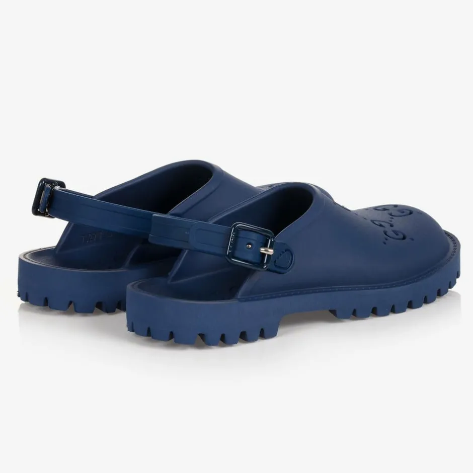 Gucci Boys Blue GG Logo Rubber Sandals Best