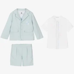 Beatrice amp; George Boys Blue Herringbone Cotton Shorts Suit Online