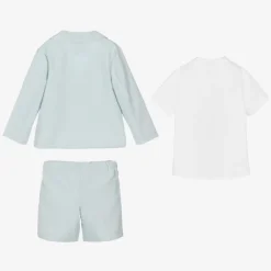 Beatrice amp; George Boys Blue Herringbone Cotton Shorts Suit Online