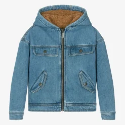 Moschino Kid-Teen Boys Blue Hooded Denim Jacket